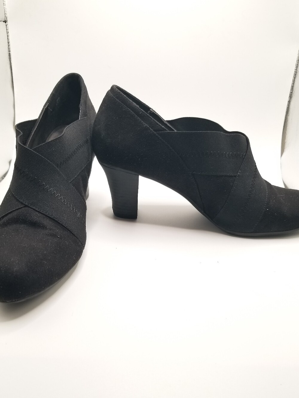 IMPO Stretch Ninja Black Comfort Heels 7W Wide